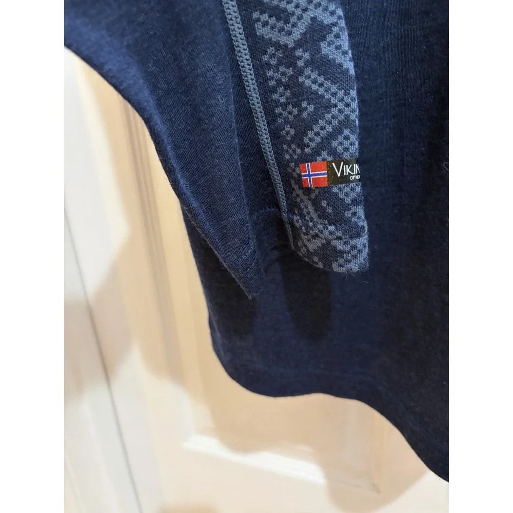 NWT Viking of Norway Merino Wool Bamboo Quarter Zip Top Blue Size S